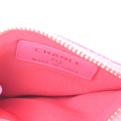 Chanel Patent Chevron Quilted Boy Zip Card Holder Neon Pink 5 of 7