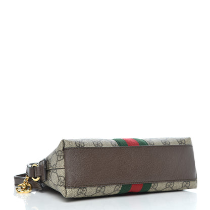 Gucci GG Supreme Monogram Textured Dollar Calfskin Web Small Ophidia Dome Shoulder Bag Beige Ebony New Acero 4 of 11