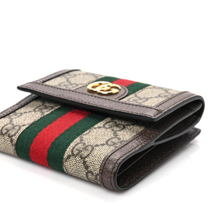 Gucci GG Supreme Monogram Web Ophidia French Flap Wallet Beige New Acero 7 of 7