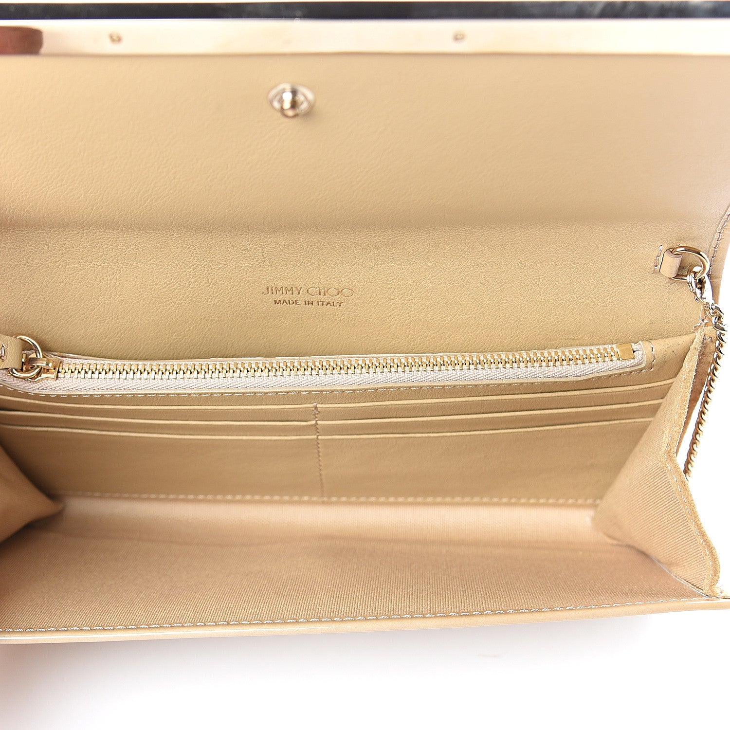 Jimmy Choo Patent Suede Milla Wallet on Chain Nude 4 of 6