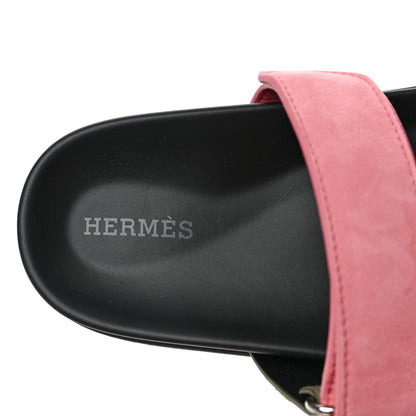 Hermes Suede Goatskin Womens Chypre Sandals 36 Toundra Rose Du Desert 7 of 9