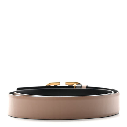 Valentino Garavani Glossy Calfskin VLogo Reversible 40mm Belt 75 30 Smokey Beige Black 2 of 6