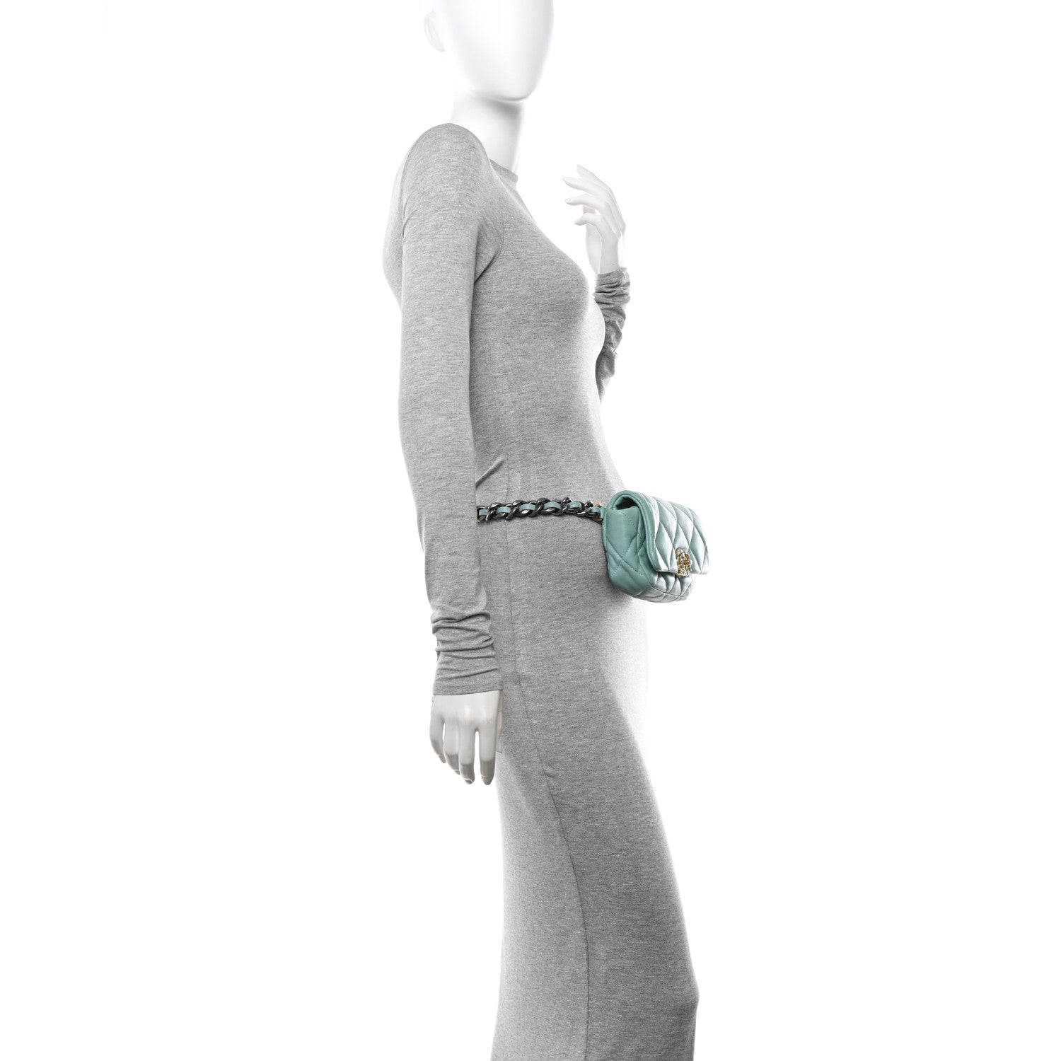 Chanel Lambskin Quilted Chanel 19 Waist Bag Light Blue 2 of 10