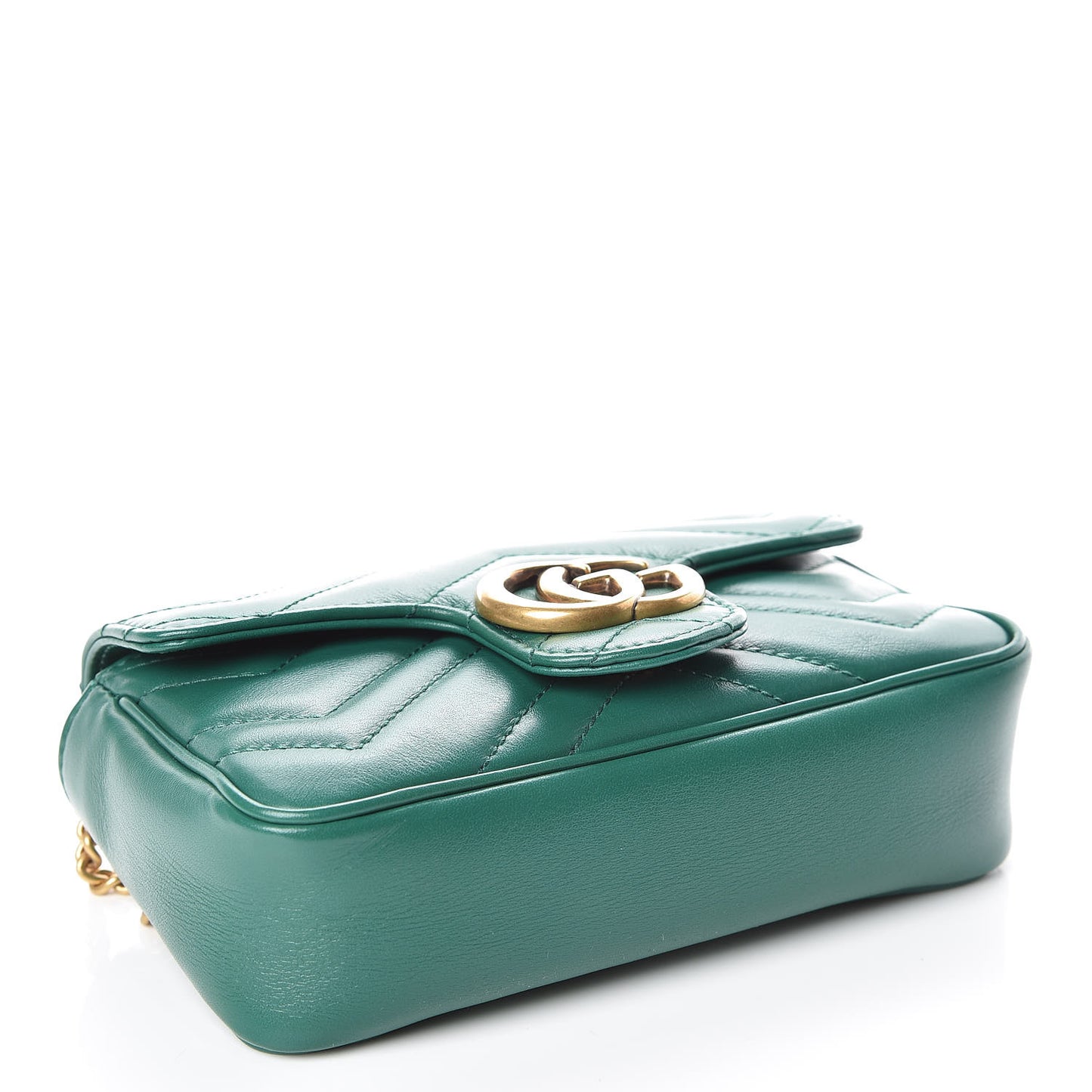 Calfskin Matelasse Super Mini GG Marmont Shoulder Bag Emerald Green