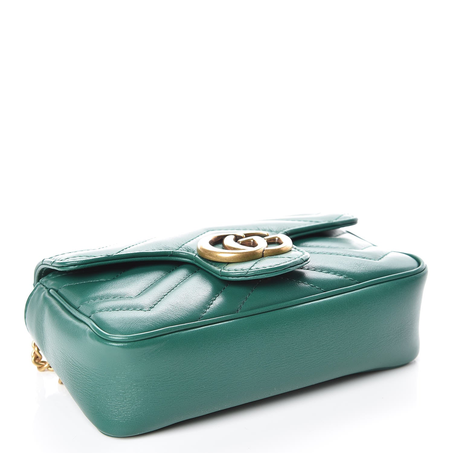 Gucci Calfskin Matelasse Super Mini GG Marmont Shoulder Bag Emerald Green 4 of 10