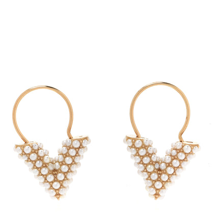 Louis Vuitton Brass Essential V Hoop Earrings Gold 1 of 4