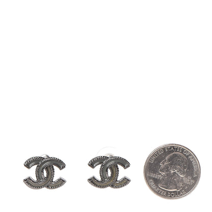 Chanel Enamel CC Earrings Grey Silver 2 of 5