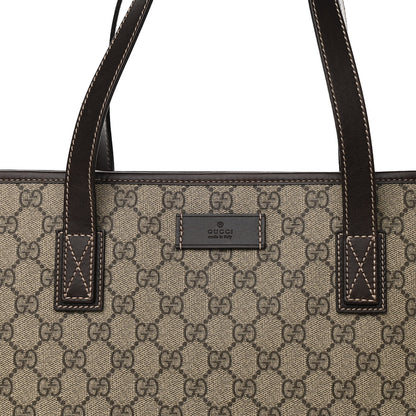 Gucci GG Supreme Monogram Medium Zippered Shopping Tote Dark Brown 8 of 11