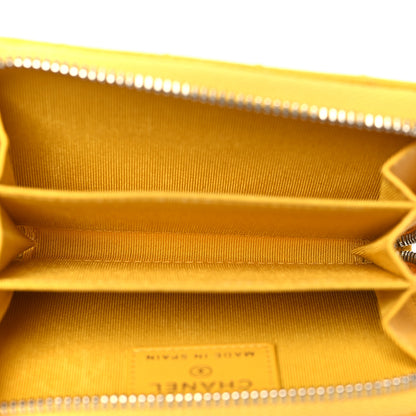 Chanel Caviar Chevron Quilted Zip Coin Purse Yellow 5 of 9