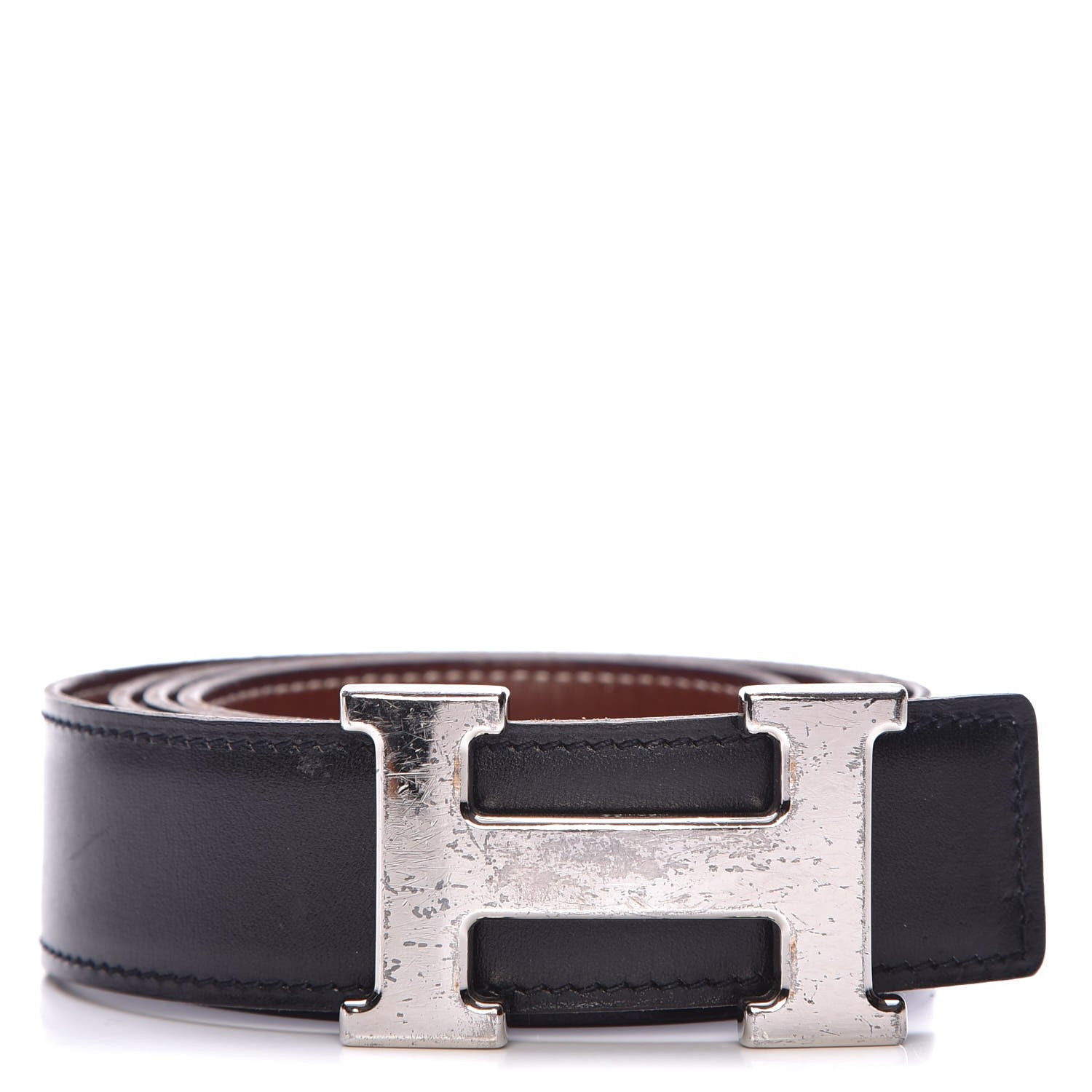 Hermes Box Barenia 32mm H Belt 95 Black Fauve 1 of 11