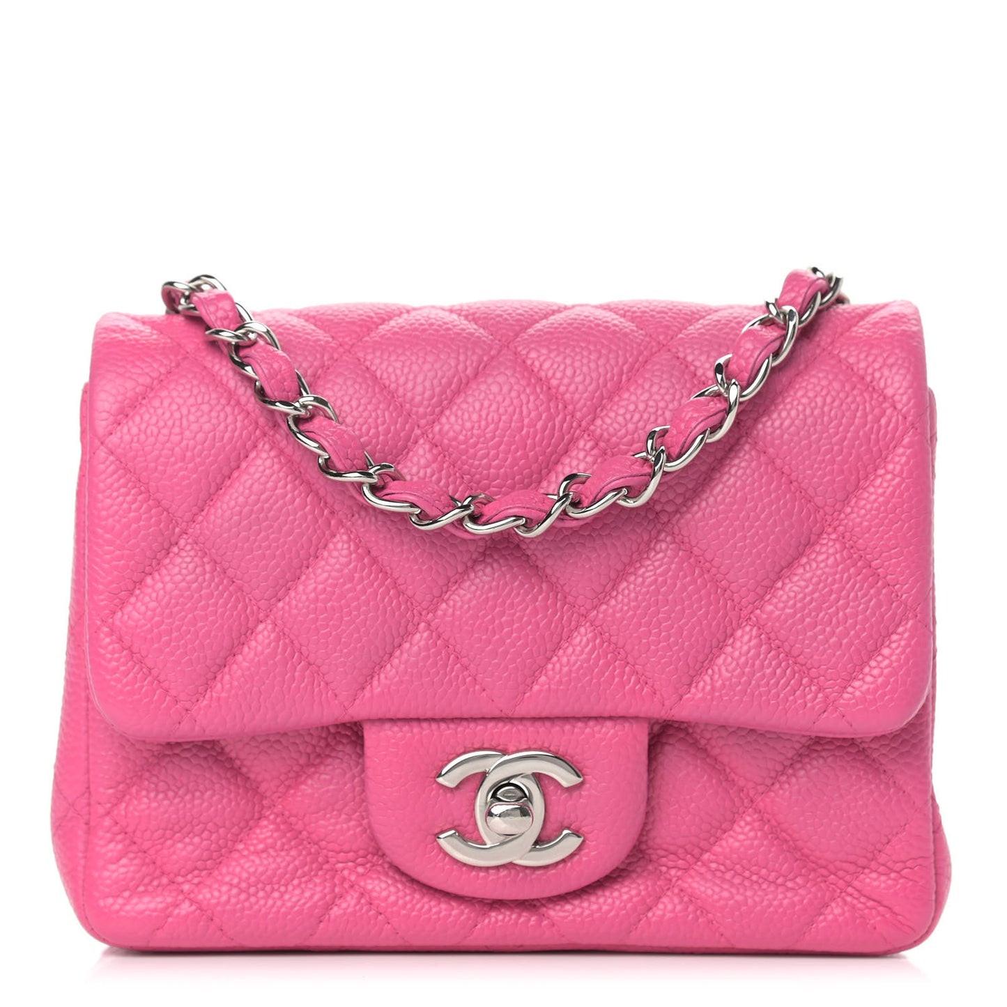 Caviar Quilted Mini Square Flap Pink