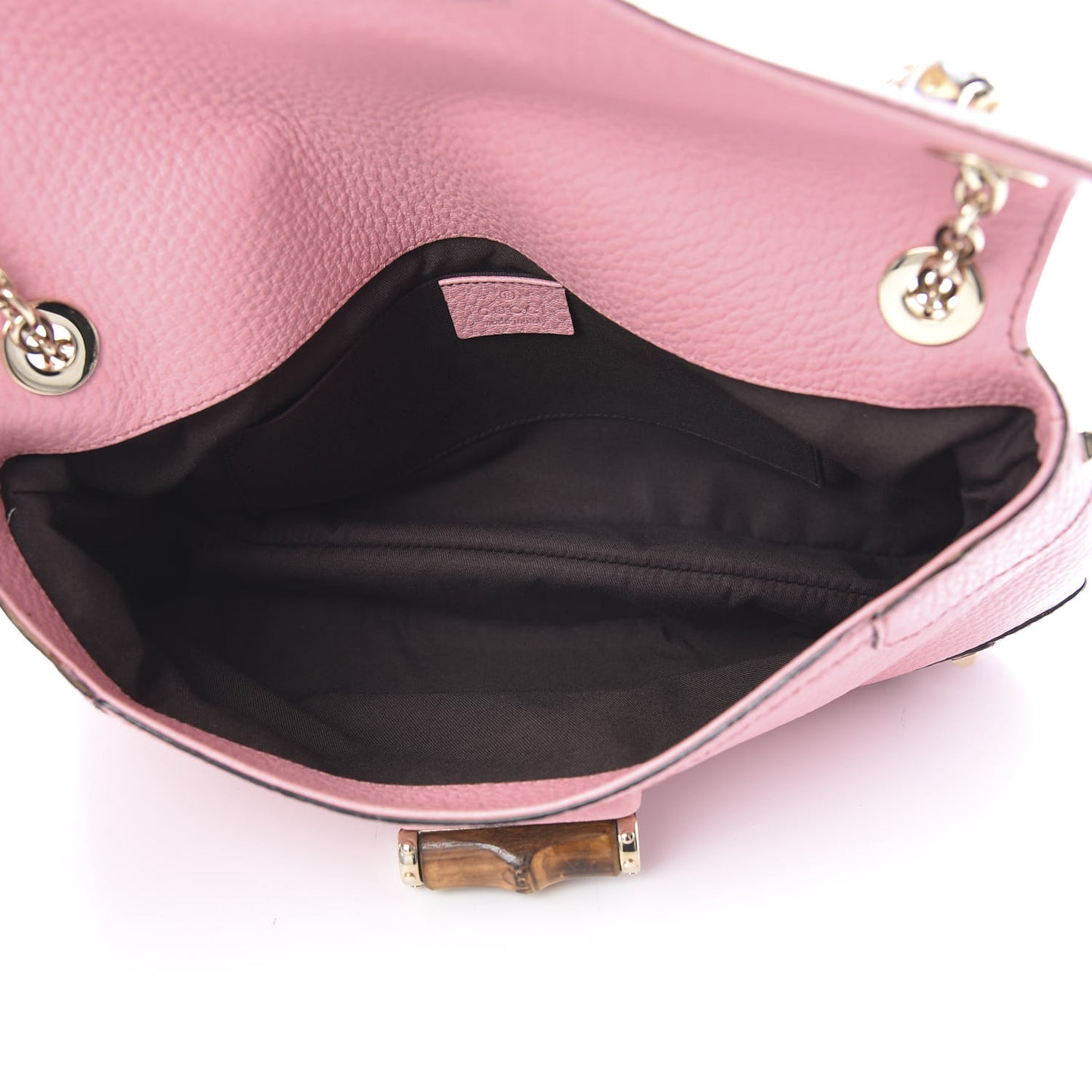 Pebbled Calfskin Bamboo Chain Bag Pink