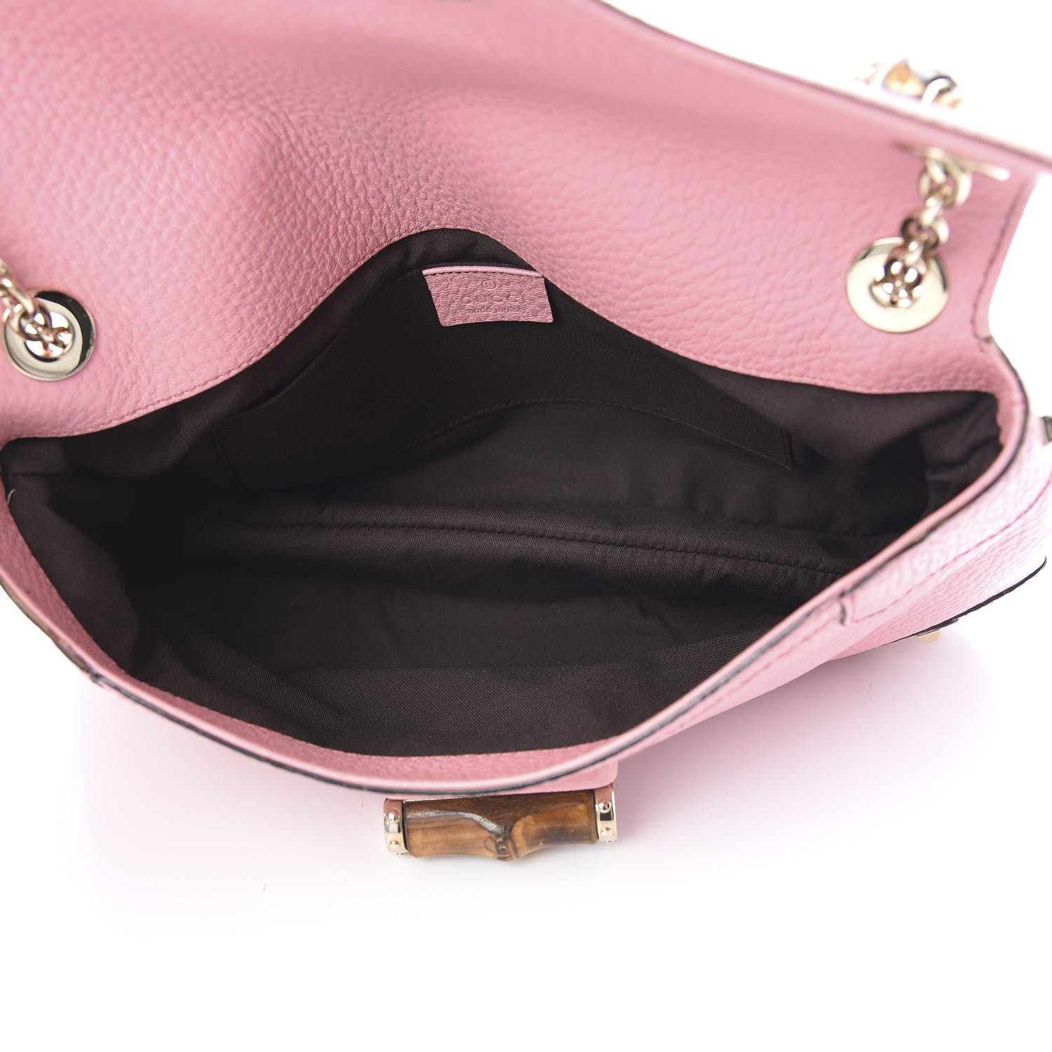 Gucci Pebbled Calfskin Bamboo Chain Bag Pink 5 of 12