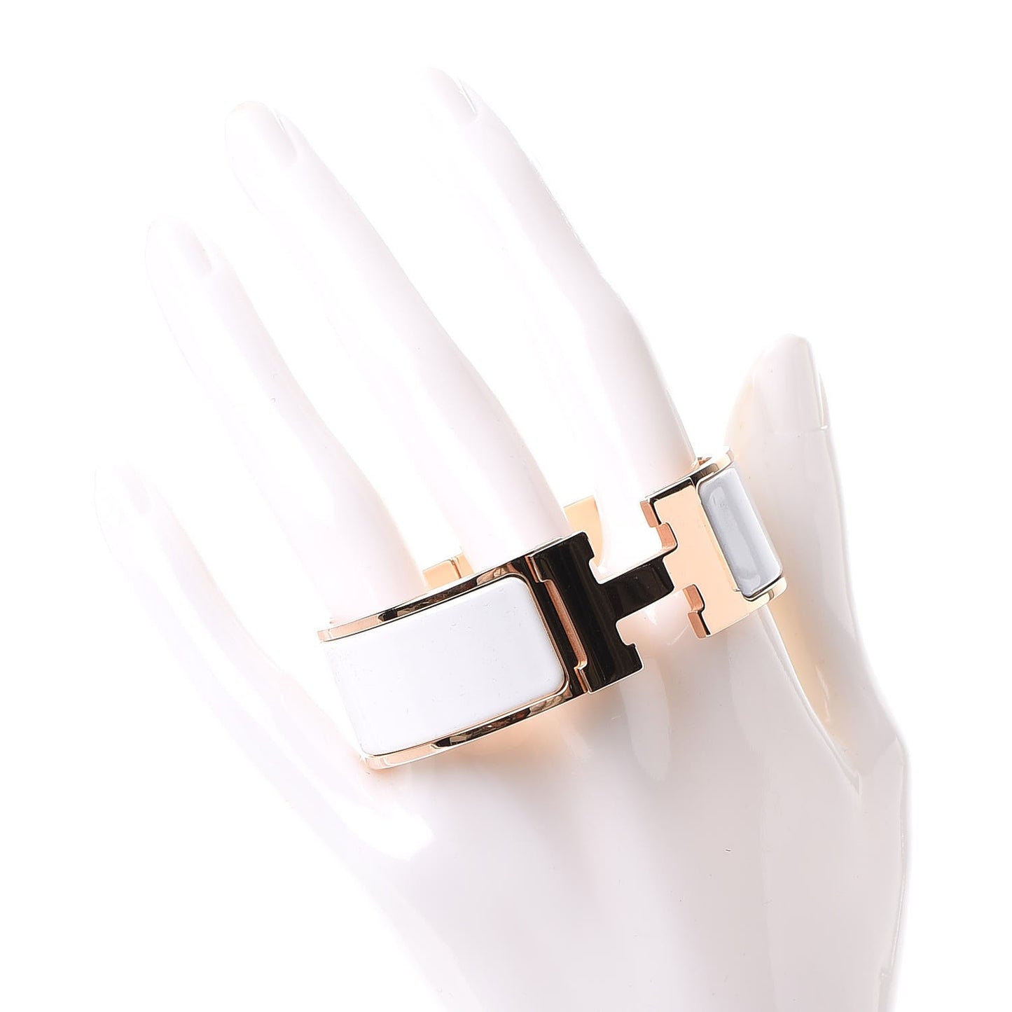 Enamel Wide Clic Clac H Bracelet PM White