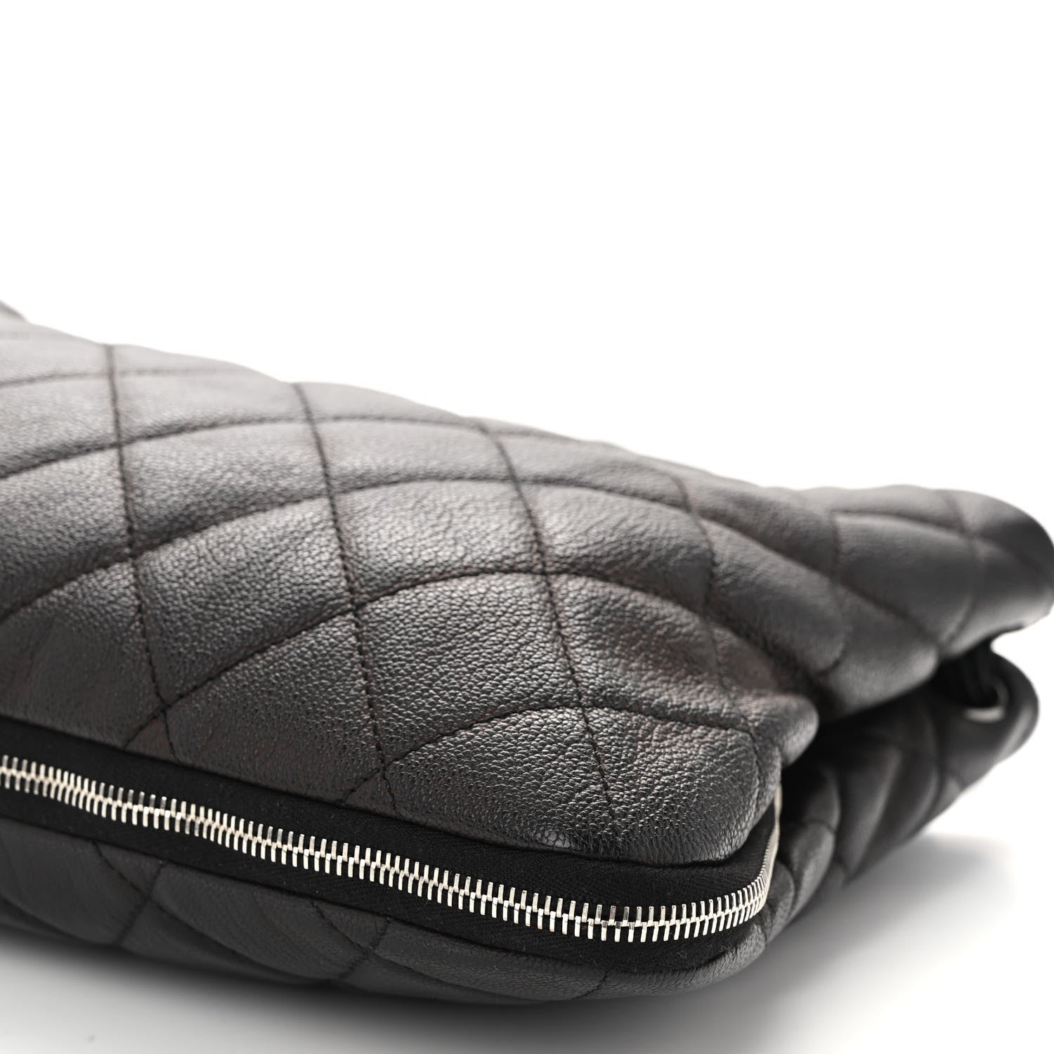 Chanel Calfskin Quilted Expandable Zip Shoulder Bag Black 10 of 10