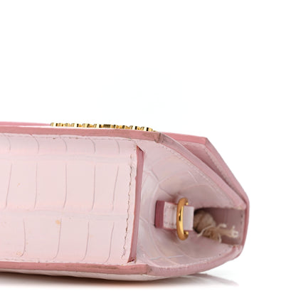 Jacquemus Calfskin Crocodile Embossed Le Chiquito Long Pale Pink 9 of 11