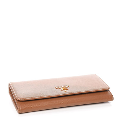 Prada Saffiano Metal Continental Flap Wallet Caramel 4 of 8