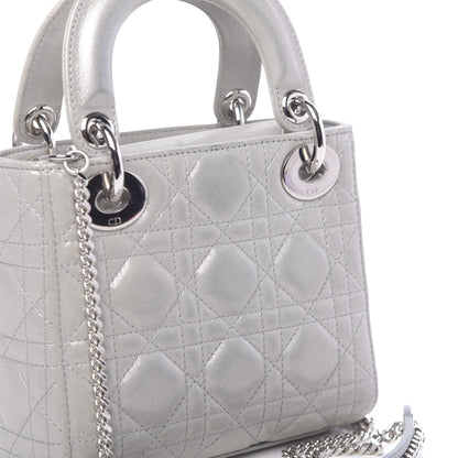 Christian Dior Metallic Lambskin Cannage Mini Lady Dior Silver 10 of 10