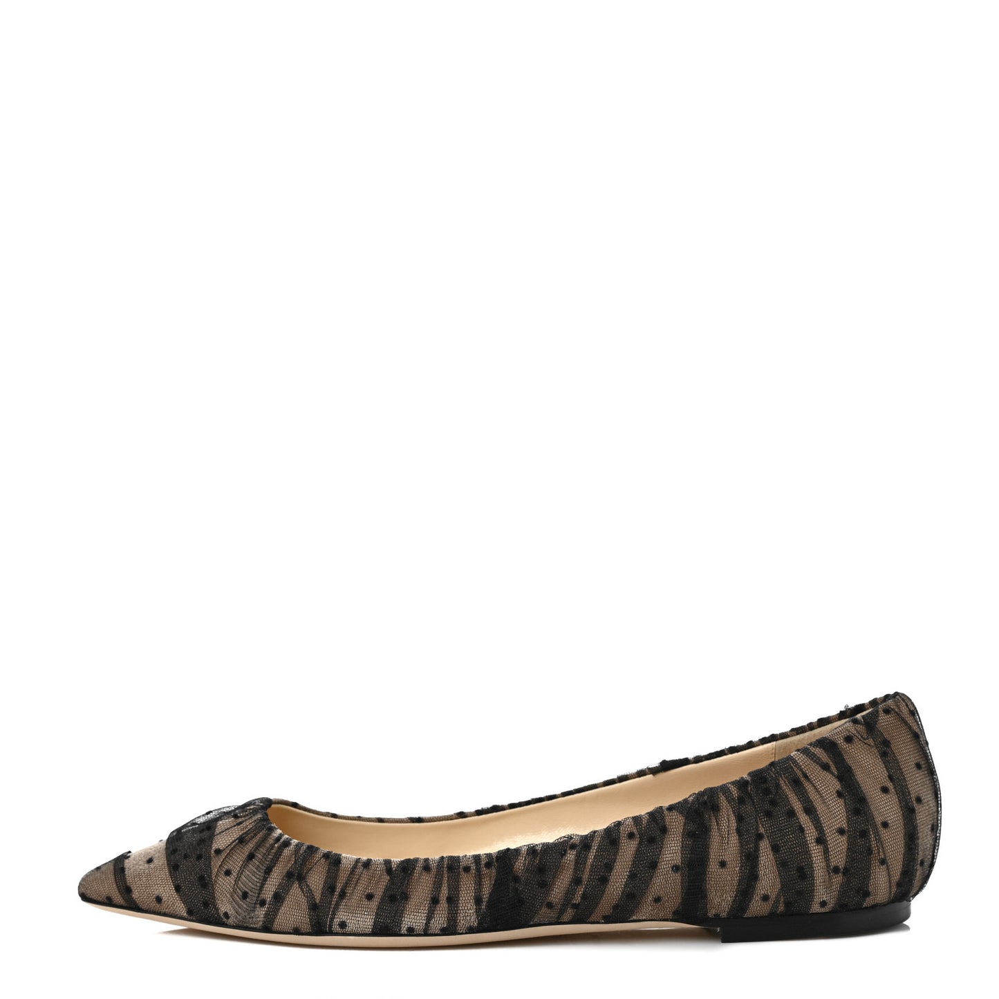 Tulle Suede Polka Dot Romy Flats 41.5 Black Nude