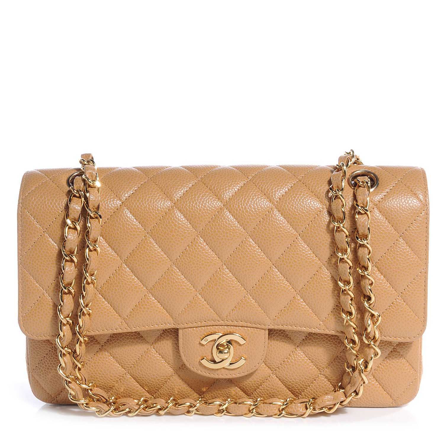 Chanel Caviar Quilted Medium Double Flap Beige 1 of 8