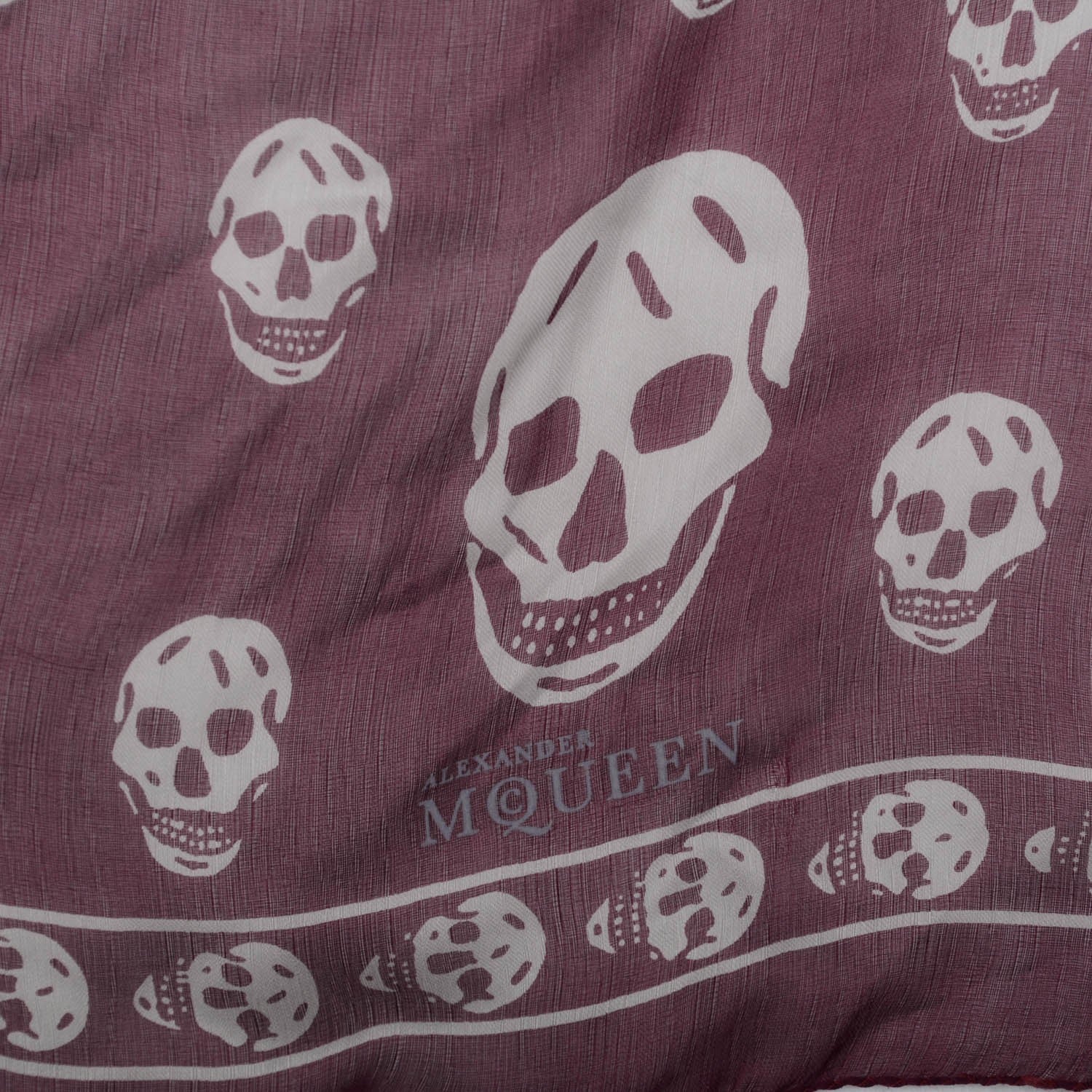 Alexander McQueen Silk Chiffon Skull Scarf Burgundy 4 of 5