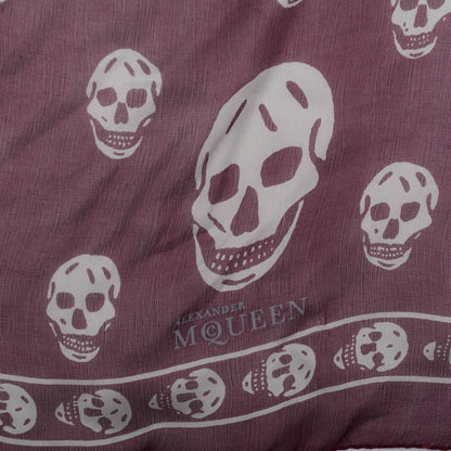 Alexander McQueen Silk Chiffon Skull Scarf Burgundy 4 of 5