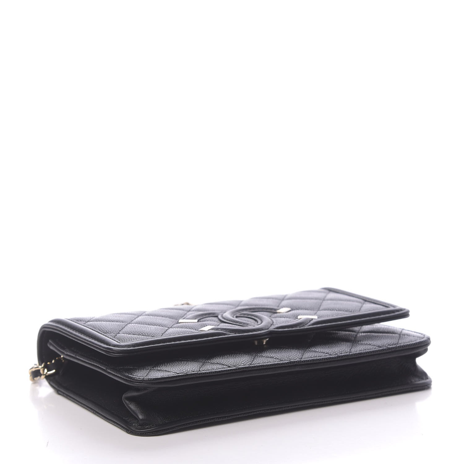 Chanel Caviar Quilted CC Filigree Wallet On Chain WOC Black 4 of 12
