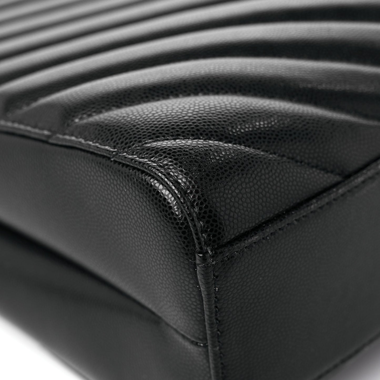 Grain De Poudre Matelasse Chevron Tribeca Shopping Bag Black