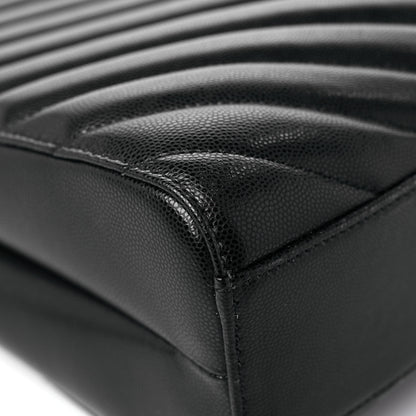 Saint Laurent Grain De Poudre Matelasse Chevron Tribeca Shopping Bag Black 9 of 10