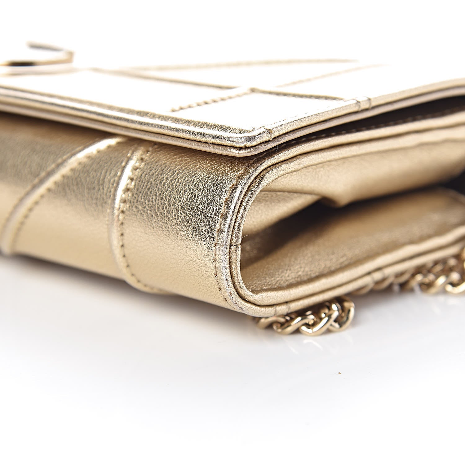 Christian Dior Metallic Calfskin Large Diorama Croisiere Chain Wallet Light Gold 10 of 10