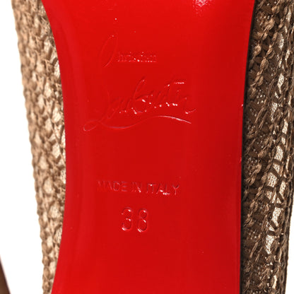 Christian Louboutin Rete Seude Mesh Peropik 100 Lace Up Pumps 38 Biscotti 6 of 9