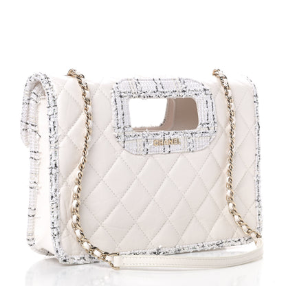 Chanel Aged Calfskin Tweed Top Handle Charm Flap White 2 of 4