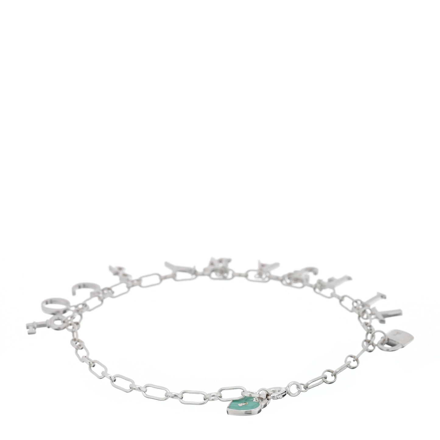 Sterling Silver Enamel Love Notes Logo Charm Bracelet Blue