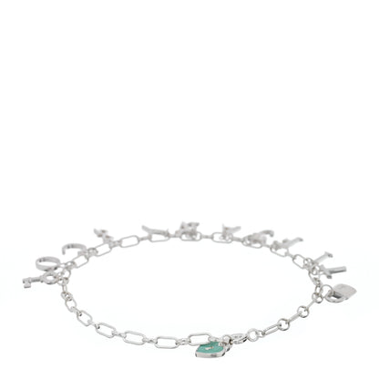 Tiffany Sterling Silver Enamel Love Notes Logo Charm Bracelet Blue 2 of 4