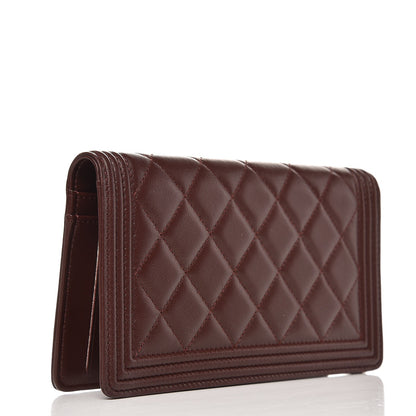 Chanel Quilted Boy Yen Wallet Dark Red 3 of 8