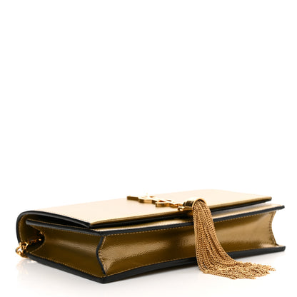 Saint Laurent Metallic Grain De Poudre Kate Monogram Tassel Chain Wallet Gold 4 of 12