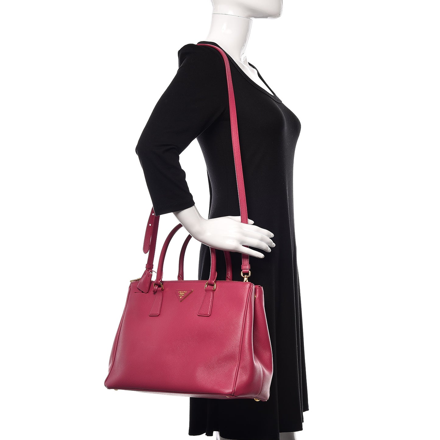 Saffiano Medium Galleria Double Zip Tote Fuxia