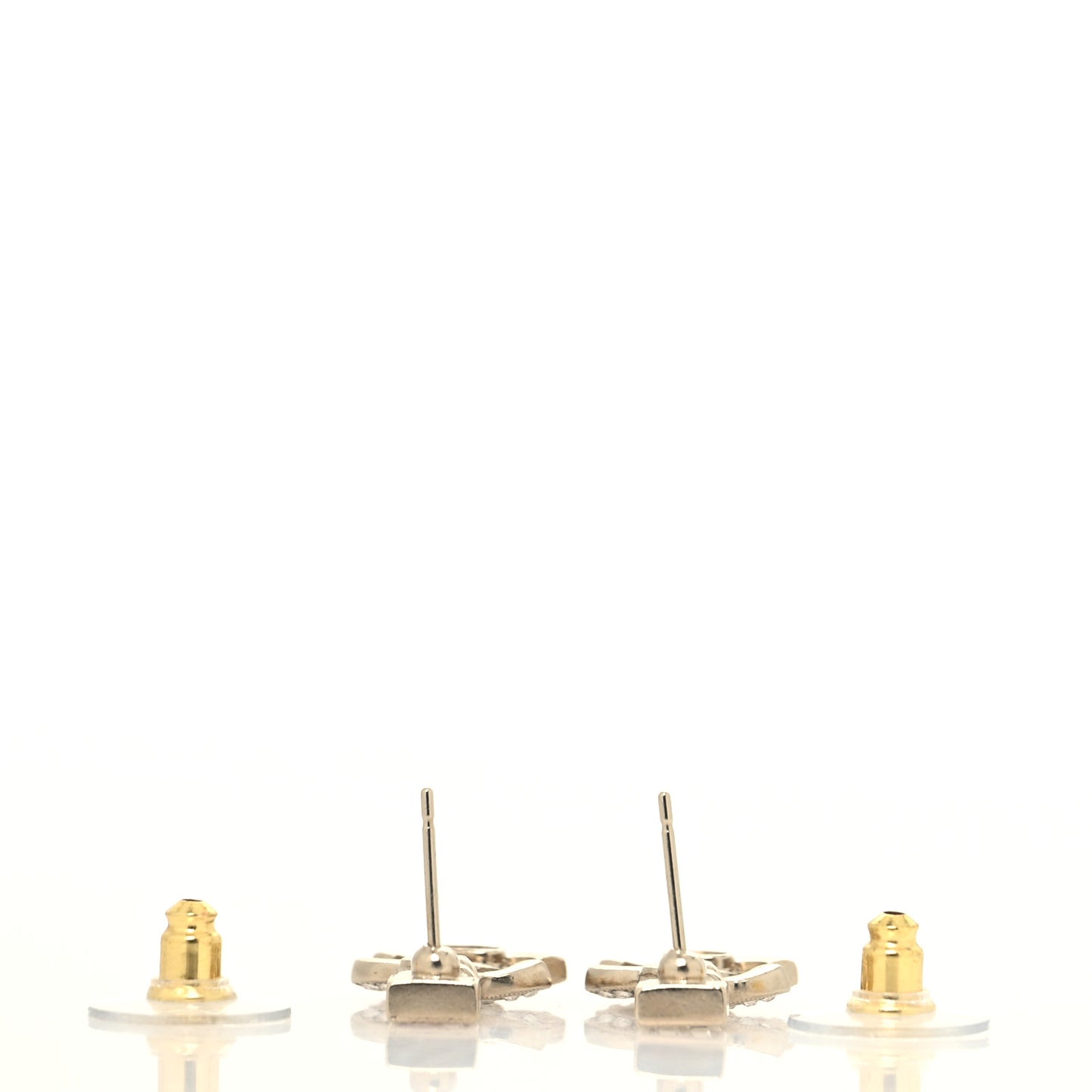 Metal Crystal Baguette CC Chain Drop Earrings Gold