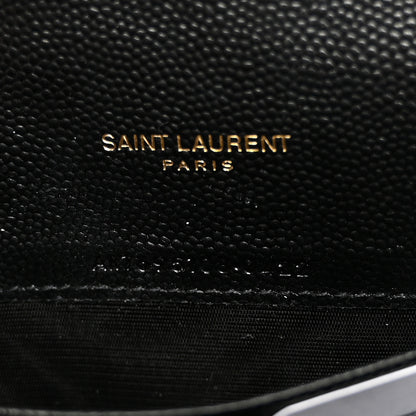 Saint Laurent Grain De Poudre Matelasse Chevron Monogram Envelope Chain Wallet Black 7 of 10