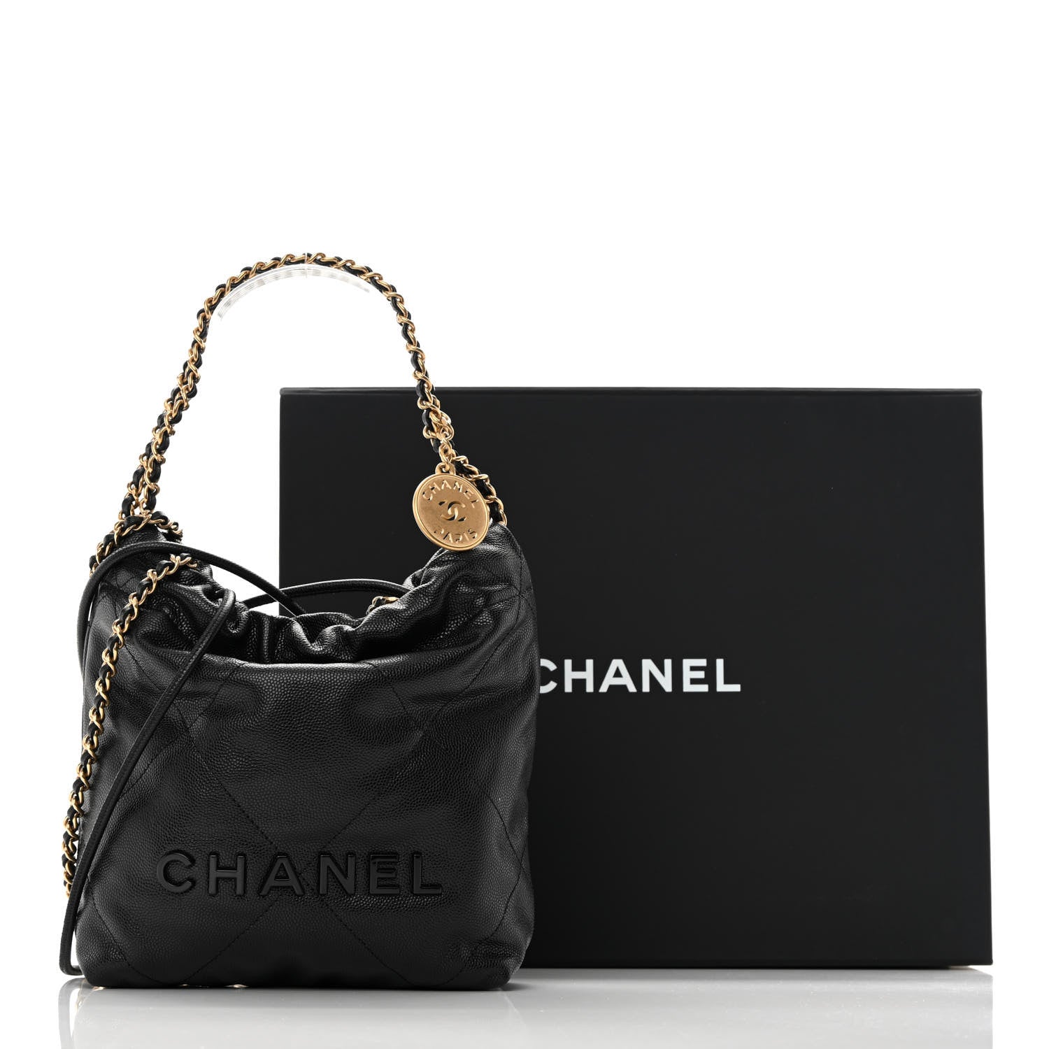 Chanel Shiny Caviar Quilted Monochrome Mini Chanel 22 Black 11 of 11