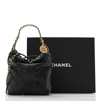 Chanel Shiny Caviar Quilted Monochrome Mini Chanel 22 Black 11 of 11