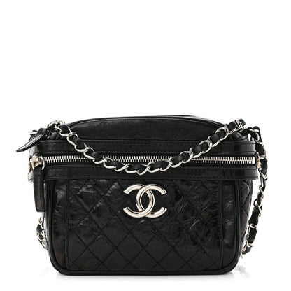 Chanel Glazed Crackled Calfskin Quilted CC Crossbody Black 1 of 10