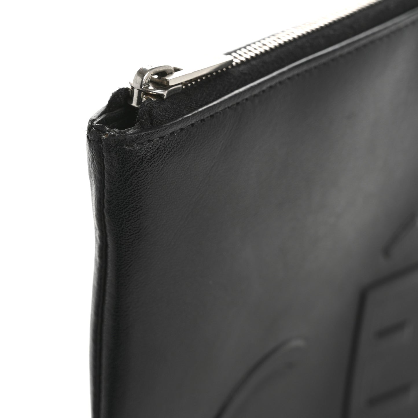Calfskin Large Made In Clutch Pouch Black
