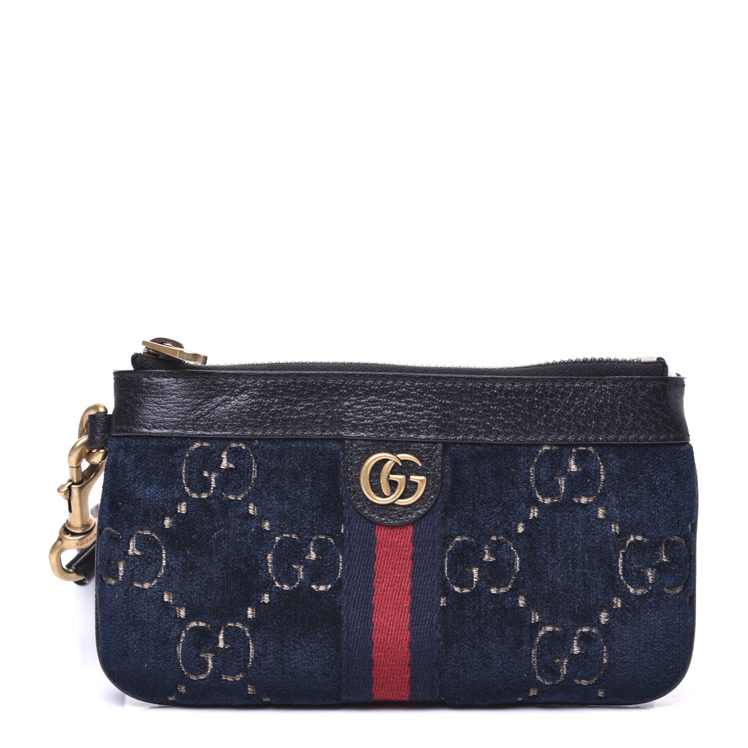 Gucci Velvet GG Monogram Textured Calfskin Web Smartphone Case Blue Beige Black 1 of 12