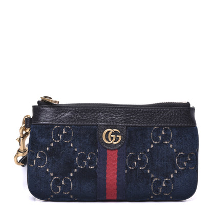 Gucci Velvet GG Monogram Textured Calfskin Web Smartphone Case Blue Beige Black 1 of 12