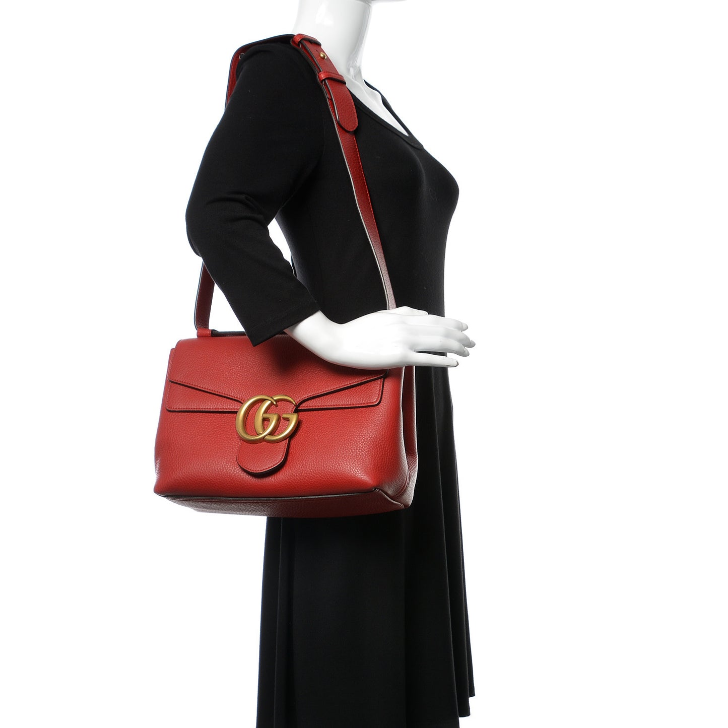 Cellarius Calfskin GG Marmont Shoulder Bag Vulcanic Red