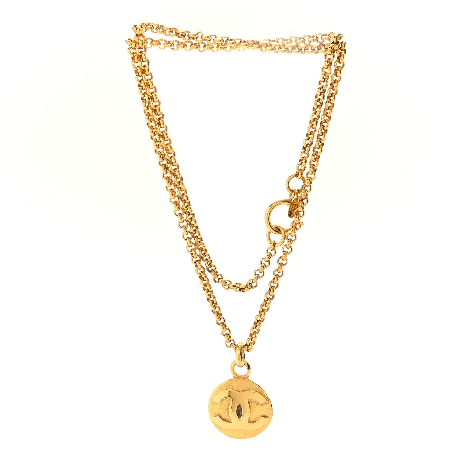 Chanel CC Medallion Long Chain Necklace Gold 3 of 6