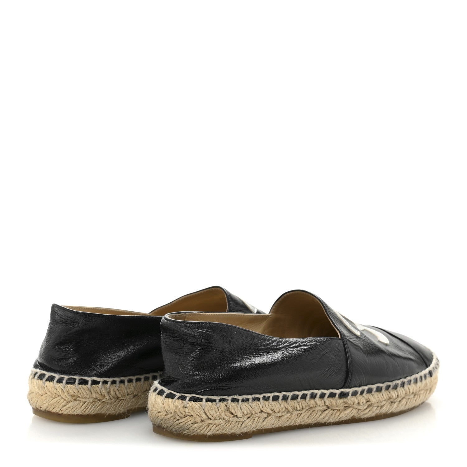 Chanel Patent Calfskin Metallic Goatskin CC Espadrilles 36 Black Silver 5 of 11