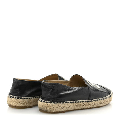 Chanel Patent Calfskin Metallic Goatskin CC Espadrilles 36 Black Silver 5 of 11