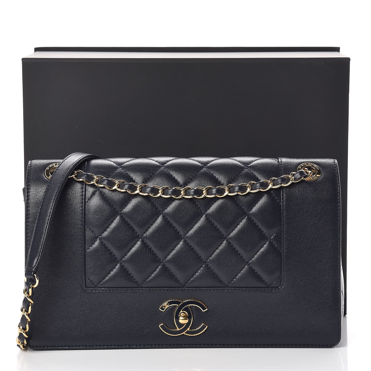 Chanel Sheepskin Quilted Vintage Mademoiselle Flap Navy 13 of 13